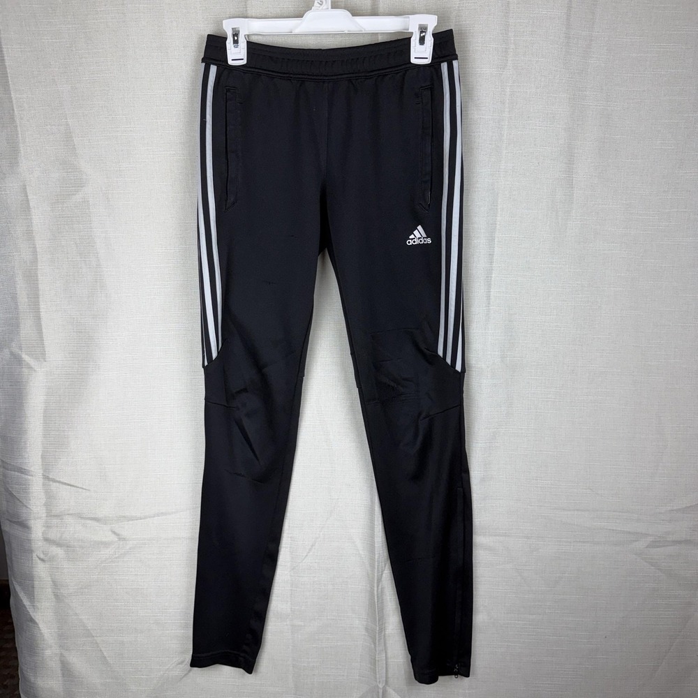 Adidas Pants Mens Small Black Climacool Tapered Track Zip‎ Ankle Soccer Athletic